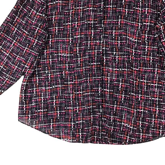 Chicos Top Size XL/16 Multi Color Sheer Long Sleeve Button Up Shirt Polyester - Picture 11 of 16